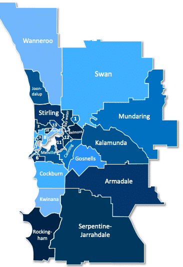 Map of Perth service areas